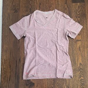 lululemon athletica Pink Striped V-Neck Tee